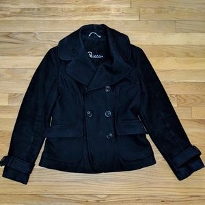 SOLD! GUESS Double Breasted Black Peacoat Jacket